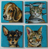 F&S Gift Store CUSTOMIZE YOUR PET - pet portrait - painting - art - original - wooden board - acrylic/oil - cat -dog - 10x10cm by Sue Flask