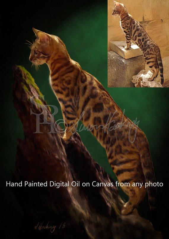 F&S Gift Store CUSTOM Portrait from your Photo on Canvas (stretched and mounted Ready to Hang) Pet,Cat,Wedding Art,Puppy, Giclee Print or Painting