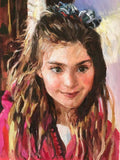 F&S Gift Store Child Portrait, Custom Oil On Paper Painting