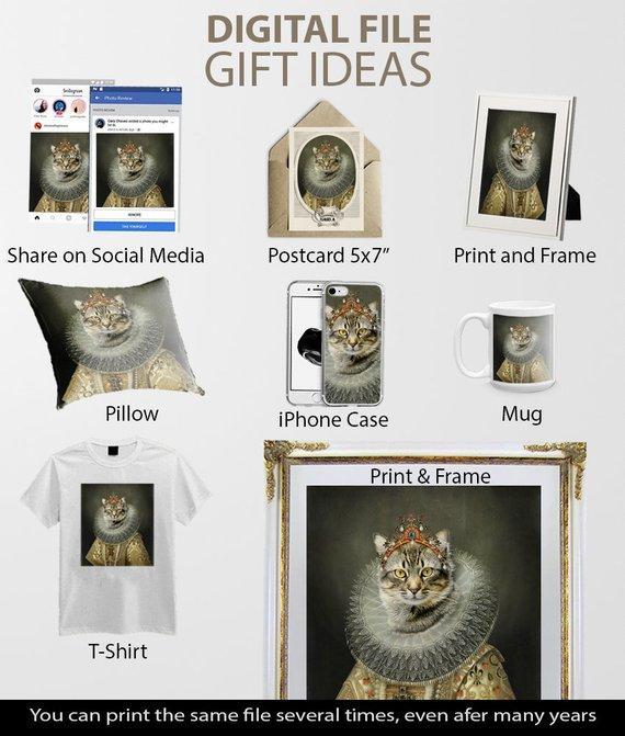 F&S Gift Store Anne Boleyn, Custom Pet Portraits, Dog or Cat Portrait, Digital personalized portrait painting, using your Pet's Photo