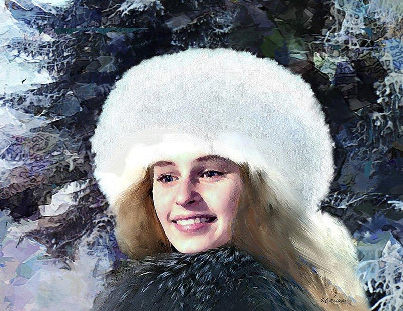 F&S Gift Store Portrait of a Girl, Winter, portrait from photo, oil style, digital portrait, realistic painting, painted portrait, custom oil painting