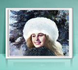 F&S Gift Store Portrait of a Girl, Winter, portrait from photo, oil style, digital portrait, realistic painting, painted portrait, custom oil painting