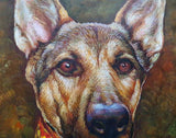 F&S Gift Store Hand Painted Custom German Shepherd Dog Oil Painting (paint pet or animal from photo), Commission Dog Portrait Painting