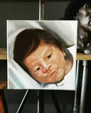 F&S Gift Store Baby Portrait, Custom Portrait, Oil Painting on Canvas, Oil Portrait Painting on Canvas Size 25x25 cm, Baby Gift