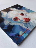 F&S Gift Store Custom dog portrait White dog art oil painting canvas Custom pet dog lover gift Birthday gift wife original animal decor wall art memorial