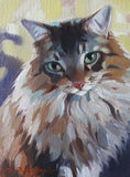 F&S Gift Store Custom oil painted cat portrait fluffy cat painting original canvas art pet lover gift kids funny kitten art birthday gift mother home decor