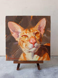 F&S Gift Store Orange cat painting portrait original art on canvas oil Custom pet portrait painted cat lover illustration Birthday gift Home decor Wall art