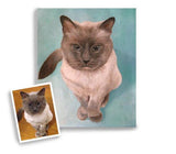 F&S Gift Store Christmas painting custom cat portrait in oil on 14x14 stretched canvas hand painted from photo original best gift for pet lover