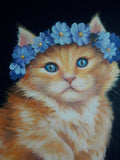 F&S Gift Store Kitten oil painting on canvas, animal, pet portrait, ginger cat, cat in flowers, portrait of a pet by photo, birthday gift, art wall decor