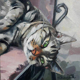 F&S Gift Store Custom pet portrait Cat painting oil painted portrait original canvas illustration pet lover gift kids funny kitten art birthday gift mom