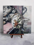 F&S Gift Store Custom pet portrait Cat painting oil painted portrait original canvas illustration pet lover gift kids funny kitten art birthday gift mom
