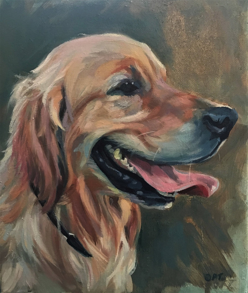 F&S Gift Store Custom pet portrait, golden retriever, custom dog portrait, pet portrait made to order, pet art, original art, oil on canvas, dog