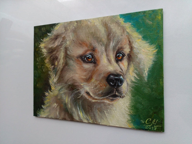 F&S Gift Store Custom Dog portrait oil painting custom pet lover gift Commission dog painting Golden retriver portrait painting custom animal painting dogs