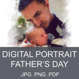 F&S Gift Store Digital custom portrait Father's day gift Oil imitation Printable art Digital painting Cartoon portrait Birthday Anniversary Christmas Baby