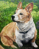 F&S Gift Store CUSTOM PET PORTRAIT - Corgi Painting - Original Oil Painting - Pet Memorial Painting - Dog Painting - Dog Lover Gift - Dog Portrait