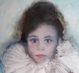 F&S Gift Store Child portrait, original painting, mixed media photo and painting. Oil painting on canvas. Pierrot, Colombine