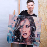 F&S Gift Store Small portrait from photo order modern painting oil commission personalized pop art