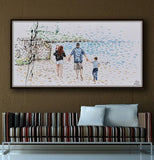 F&S Gift Store Custom Family Portrait 55" original handmade oil painting on canvas by Koby Feldmos