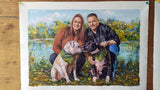 F&S Gift Store Hand Painted Commission Family Pet Portrait Oil Painting (paint family member or pet from photo), Custom Dog Cat Portrait Art
