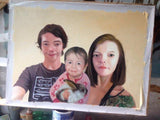 F&S Gift Store Family Custom Portrait Illustration Oil Painting - 3 People From Realistic Photo- Eternity Art-Love Gift For Family,Anniversary,Birthday...