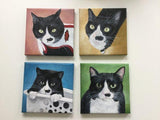 F&S Gift Store custom cat portrait custom pet painting on 10x10 canvas oil and acrylic original from photo tortoiseshell lavender decor