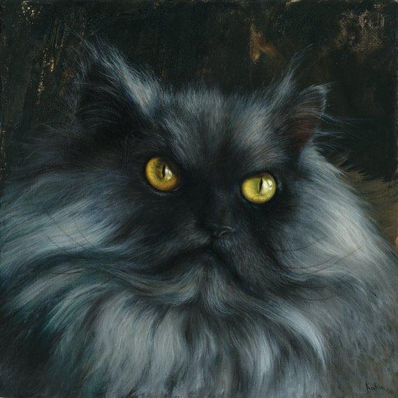 F&S Gift Store CUSTOM Cat Portrait Oil Painting, Kitten Pet Portrait Drawing on Canvas or Panel all sizes cute realistic style