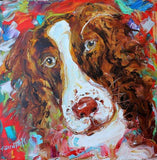 F&S Gift Store Pet portrait Custom Karen Tarlton Original Oil Painting Commission - palette knife impasto fine art