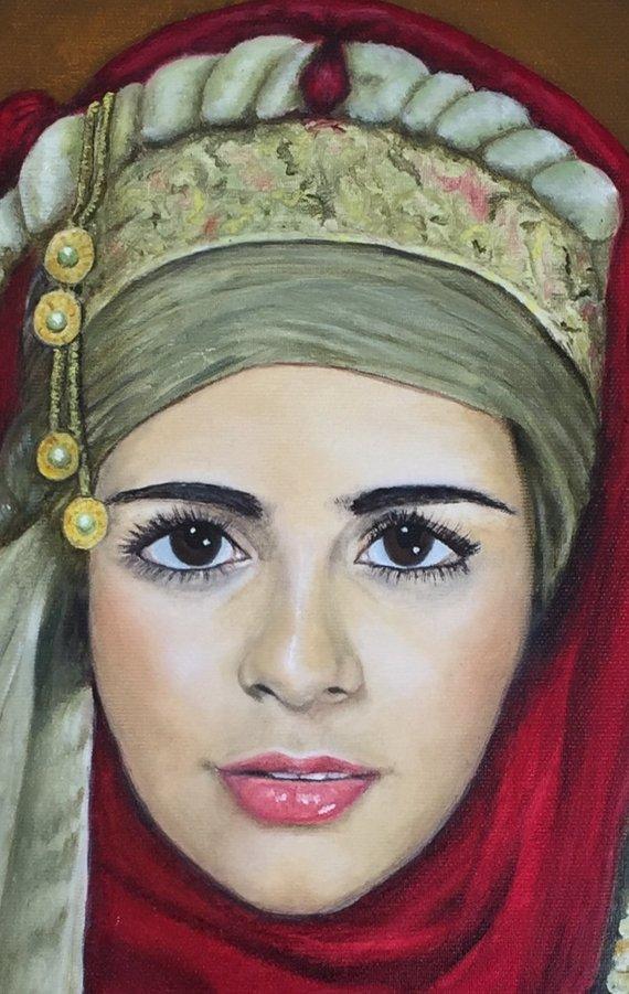F&S Gift Store Portrait Painting Oil Painting Custom Portrait Antique Oil Painting Arab Girl Wall Art Birthday Gift Gift for Her Gift for Mom Girl Portrait