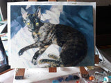 F&S Gift Store Custom cat yellow eyes portrait oil painting canvas art original Custom pet cat portrait illustration to order Birthday cat lover gift