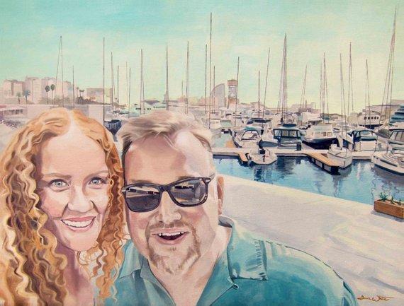 F&S Gift Store Oil Portrait Painting Commission from Photo on Organic Cotton Canvas