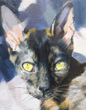 F&S Gift Store Custom cat yellow eyes portrait oil painting canvas art original Custom pet cat portrait illustration to order Birthday cat lover gift