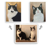 F&S Gift Store Christmas painting custom cat portrait in oil on 14x14 stretched canvas hand painted from photo original best gift for pet lover