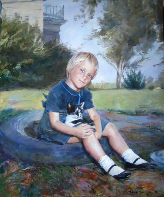 F&S Gift Store Custom child portrait, Commission art, Commission child, Oil painting, family painting, Custom portrait, Painting from photo