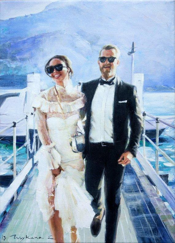 F&S Gift Store Custom wedding portrait, Commission wedding oil painting, Hand painted portrait, Personalize portrait, Personalize painting