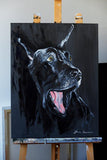 F&S Gift Store Pet Portrait Dog Animal Original Oil Painting Custorm Pet Painting From Photo On Canvas Dog Lover Gift Pet Art Black and White 25.6*19.7 in