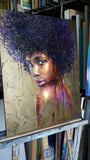 F&S Gift Store Painting on canvas, original paintings of women, women faces, abstract oil Portrait " Princess of Africa ", girls portraits custom woman art