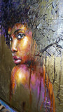 F&S Gift Store Painting on canvas, original paintings of women, women faces, abstract oil Portrait " Princess of Africa ", girls portraits custom woman art