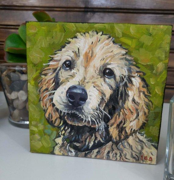 F&S Gift Store Custom Oil Painting, Custom Oil Dog Portrait, Custom Pet Portrait Painting, Custom Pet Art, Custom Pet Painting on Canvas, Oil 6x6, Dog