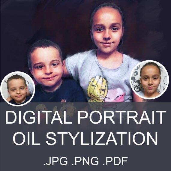 F&S Gift Store Digital custom portrait Oil stylization Printable art Digital art Digital painting Digital gift Christmast Anniversary Easter Birthday party