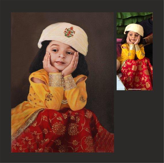 F&S Gift Store Custom Oil Painting of Single girl on canvas 18"x24", custom potrait, oil painting, single potrait