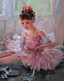 F&S Gift Store Young girls children ballerinas, Original Oil Painting on canvas, The lesson of ballet, Customer oil painting, Ballerina,Girls and a kitty