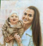 F&S Gift Store Gentle portrait of mother and child Oil painting on photo