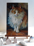 F&S Gift Store Custom pet portrait Custom cat portrait oil painting canvas art original Fluffy beige cat lover gift Birthday Custom illustration to order