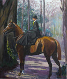 F&S Gift Store Horsewoman Original Oil painting,Horse oil handmade, Oil Portrait,Horse painting, animal portrait,custom, pet painting, fine art, on canvas