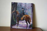 F&S Gift Store Horsewoman Original Oil painting,Horse oil handmade, Oil Portrait,Horse painting, animal portrait,custom, pet painting, fine art, on canvas