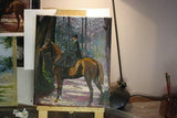 F&S Gift Store Horsewoman Original Oil painting,Horse oil handmade, Oil Portrait,Horse painting, animal portrait,custom, pet painting, fine art, on canvas