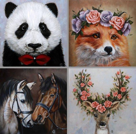 F&S Gift Store Horse painting, Owl painting, Fox painting, Panda painting, Animals Painting, Custom Pets Portrait, Custom pet portrait, Pets oil portrait