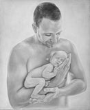 F&S Gift Store Customer specific, portrait, father with Child, baby, Custom, Love, painting, portrait according to your personal photo template, by photo