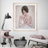 F&S Gift Store Customer specific, portrait, mother with Child, baby, custom, oil painting, portrait according to your personal photo template, by photo