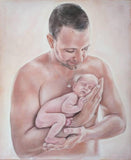 F&S Gift Store Customer specific, portrait, father with Child, baby, Custom, Love, painting, portrait according to your personal photo template, by photo